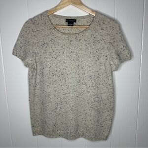 C by Bloomingdale's Cashmere Speckled Cream/Grey Knit Top